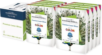 Hammermill Paper, Laser Gloss Copy Paper, 8.5 x 11, 8 Pack -2,400 Sheets
