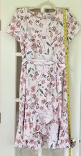 Calvin Klein dress sz 6 blush light pink ruffle hem short sleeve NWT tie belt