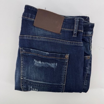 Dsquared2 Jeans Mens 34 Waist Dark Blue Distressed Straight Leg Denim Italy