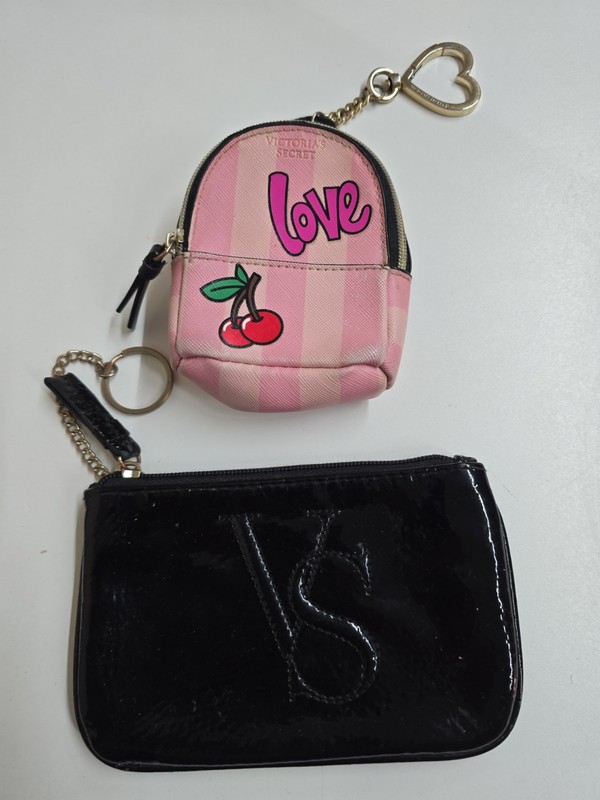 Victoria's Secret 7.5" Cherry Striped Backpack Keychain FOB Charm And Extra  Bag