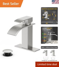Waterfall Bathroom Faucet,Brushed Nickel Stainless Steel, 1-Handle Modern B...