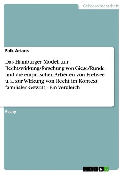 Das Hamburger Modell Zur Rechtswirkungsforschung Von Giese/Runde Und Die...-image