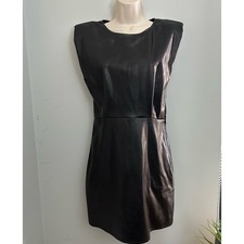 En Saison Dress Womens Small Black Faux Leather Mini Edgy Minimalist Punk Chic