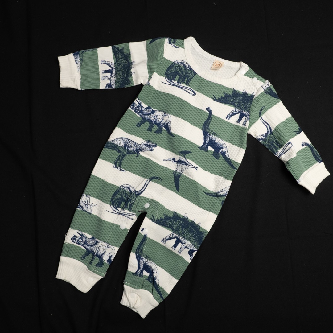 Green and White Dinosaur Print 80cm Baby Grow x2 New In Packaging image 3