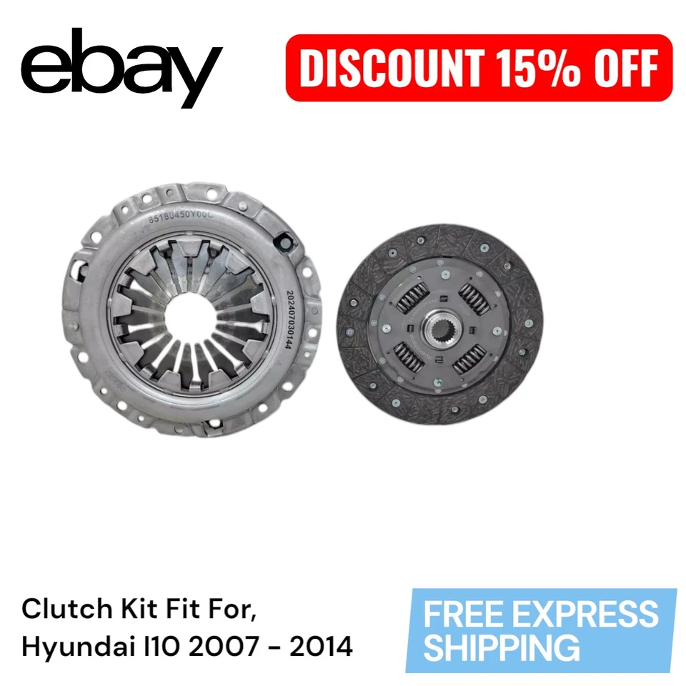 Clutch Kit Clutch & Pressure Plate Fit for Hyundai I10 2007-2014 OEM 4110002A10 - Image 4 of 4