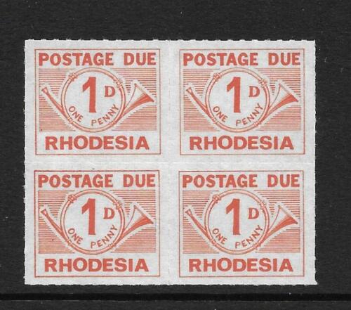 RHODESIA, 1965 POSTAGE DUES, 1d SG D8a, ROUL 9, MNH BLOCK 4, CAT £24 - 第 1/1 張圖片