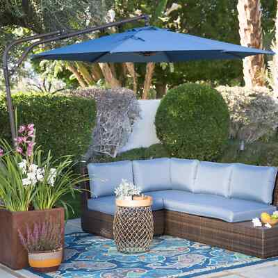 9' offset patio umbrella 9 Ft Blue Shade Offset Patio Umbrella Home Outdoor Furniture