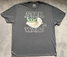 Star Wars The Mandalorian Baby Yoda T-Shirt Men  s 2XL XXL Gray The Child