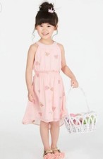 Epic Threads Girls Pale Pink Embroidered Butterfly Dress W/Gold Threads, NWOT/XL