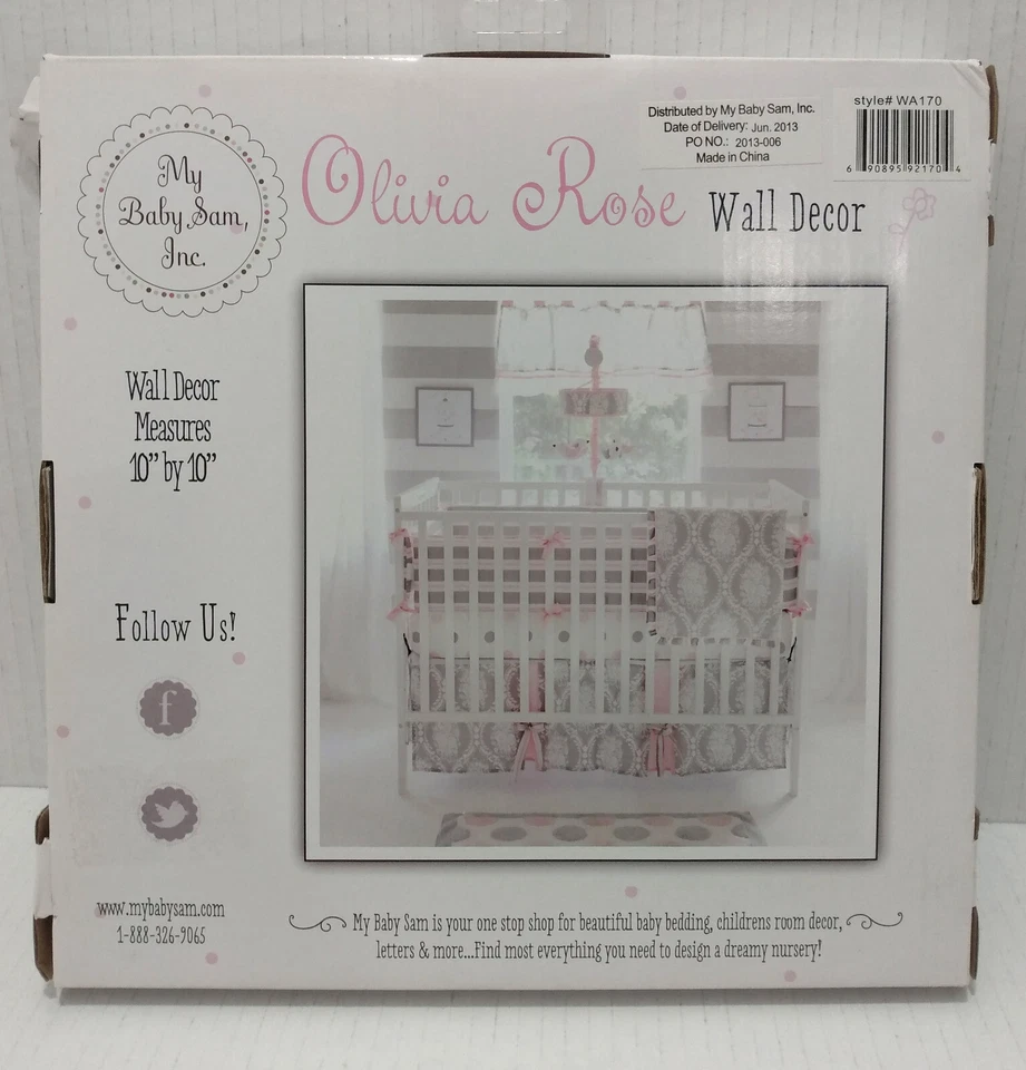 Olivia Rose My Baby Sam arte de pared decoración pájaros rosas 2 piezas nuevo en embalaje dañado Foto 3 de 4
