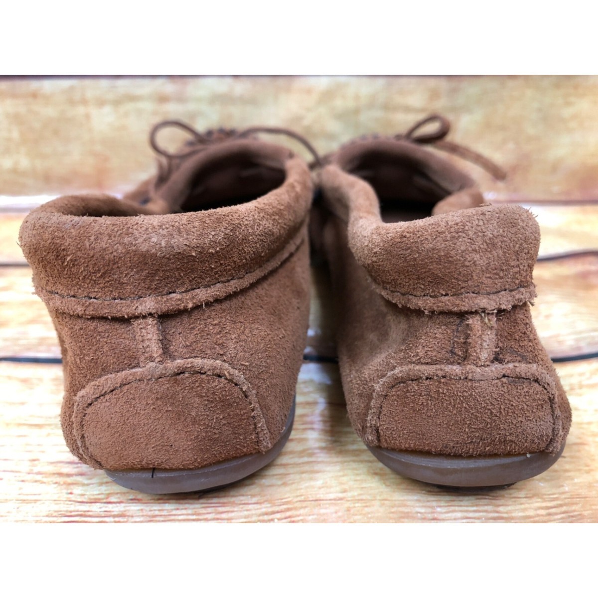 Minnetonka 402 Kilty Hardsole Brown Suede Moccasins Slip On