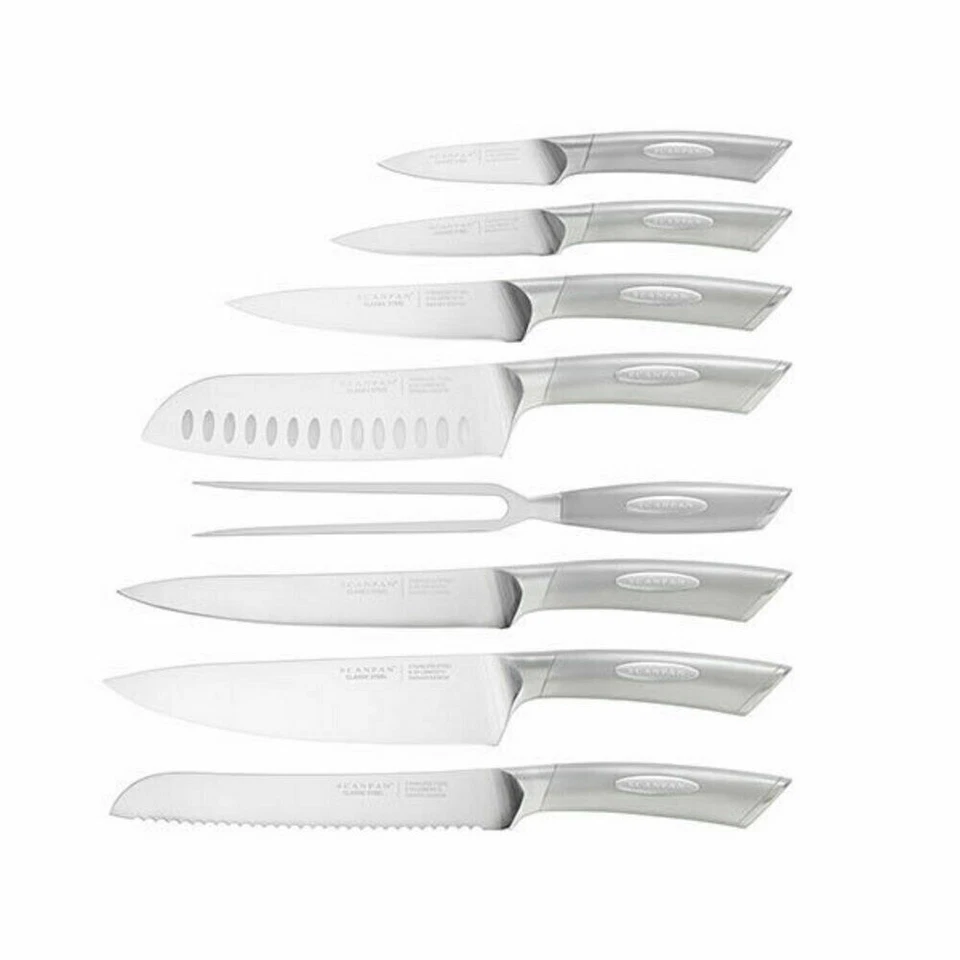 New Scanpan 9pc Classic Stainless Steel 9 Piece Knife Block Set - Image 2 of 2