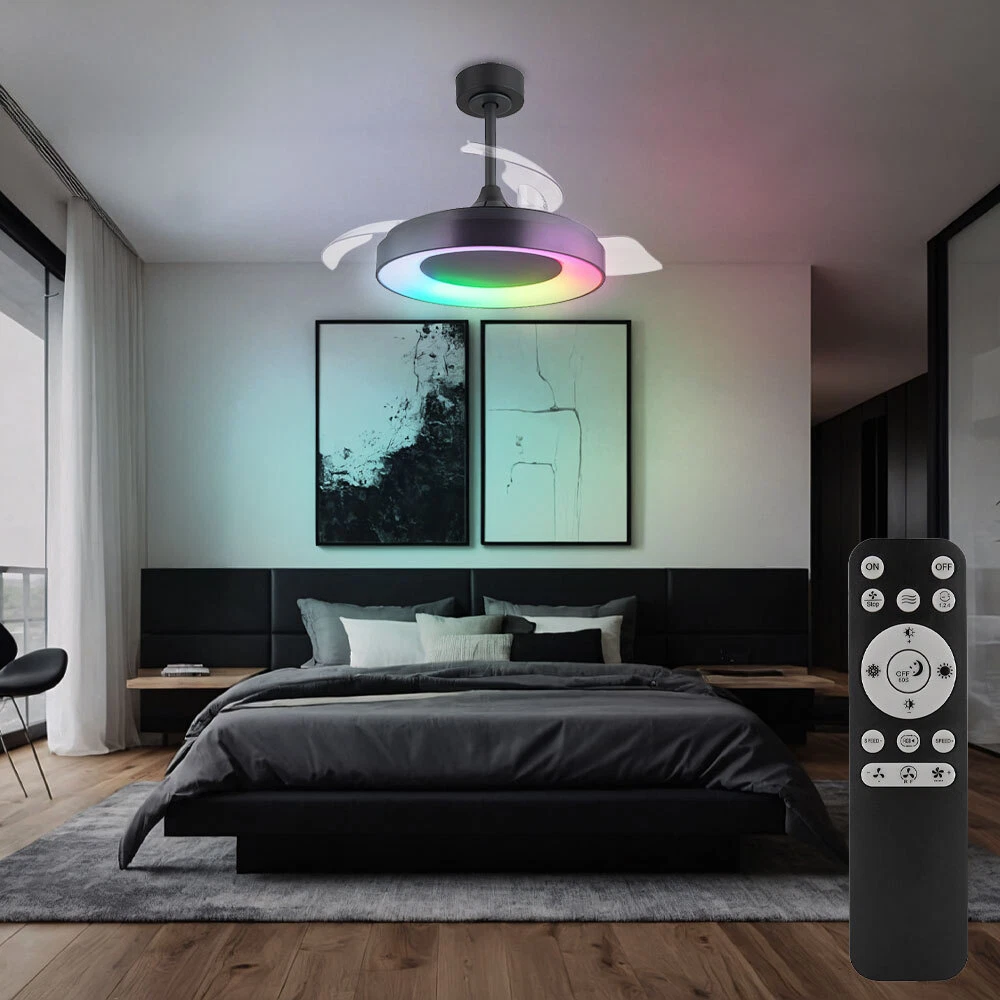 Ventilatore A Soffitto Con Luci LED E Telecomando - 100W, 6 Velocità, Dimmerabile, Silenzioso - Per Camera, Soggiorno