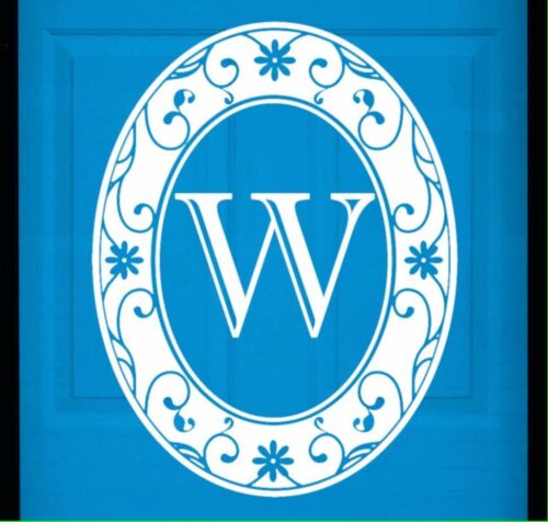 Oval White & Clear Monogram W Window & Door Decal Vinyl Static Cling 21" x 28" - Picture 2 of 2