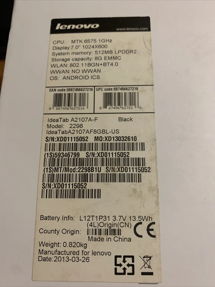 Tablet Lenovo IdeaTab A2107 8GB (7.0", 1GHz, MicroSD, Cámaras Duales, WiFi, Gris) Foto 3 de 4