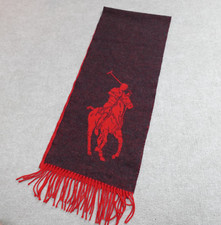 Vintage Polo Ralph Lauren Scarf Red Lambswool Made in Scotland