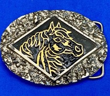 Vintage Ssi Different Horse Bust Head Handcrafted Western Belt Buckle