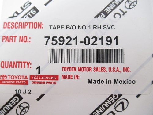 Genuine OEM Toyota 75921-02191 Passenger RH Front Black Out Tape 2014 ...