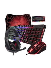 Gaming Keyboard Mouse Headset Combo,USB Wired Crack Backlit Keyboard - BUNDLE