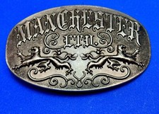 Manchester LTD Lions Crest Clothing Company Silver Color Metal Belt Buckle