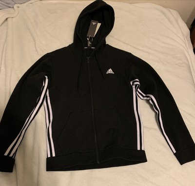 white adidas hoodie with black stripes