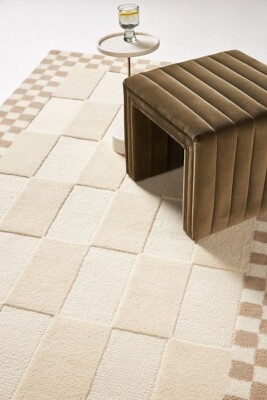 Hand Tufted Charlie Rug with Checked For Living Room Bedroom Any Room 8X10 Rug .