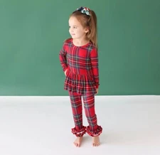 Posh Peanut, Bamboo Plaid Cha Cha Leggings, Bottom Only, NWOT, Christmas, Girl