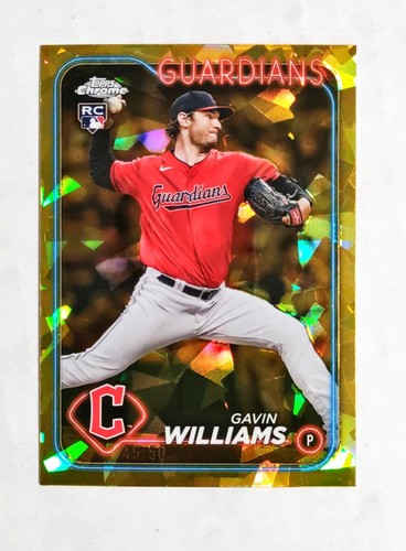Gavin Williams 2024 Topps Chrome RC #242 Sapphire GOLD REFRACTOR 45/50 J5