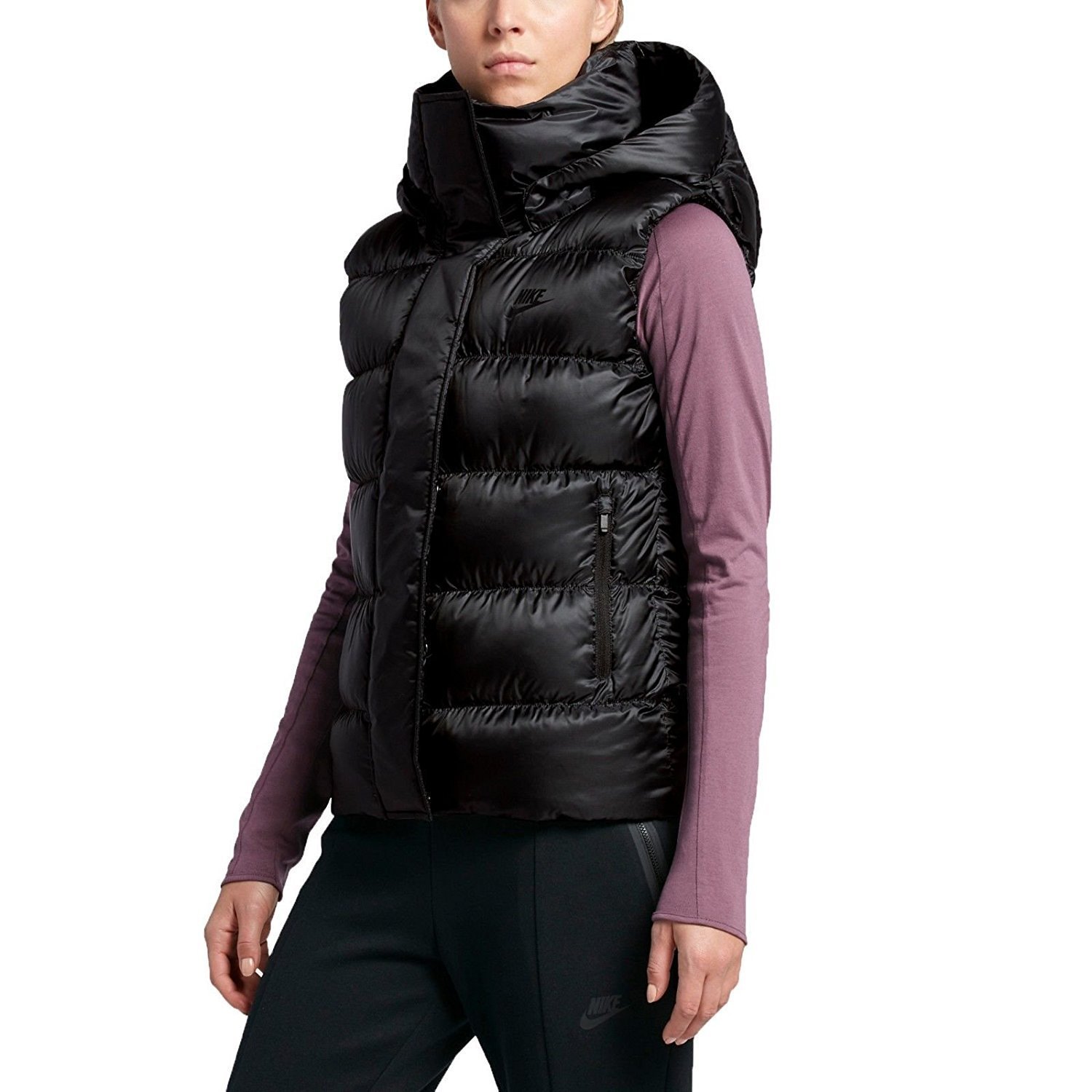 Womenu0026#039;s Nike Sportswear NSW Down Fill Hooded Vest Sz L 809549 010  Jordan $185.00 | eBay