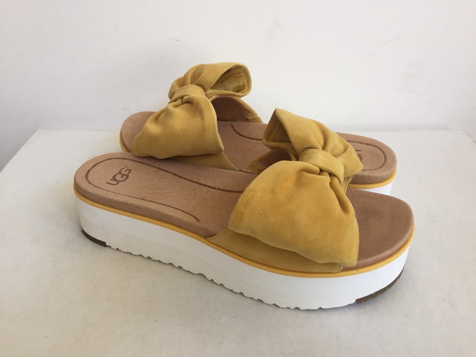 PANTOFOLA D’ORO UGG JOAN GIRASOLE PLATEAU ZEPPA SLIDE PANTOFOLA IN PELLE US 7 EU 38 UK 5 5