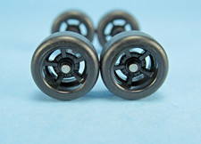 1/64 Wheels 1/64 Wheel and Tire Set Real Riders 5-Spoke Style Black V-48