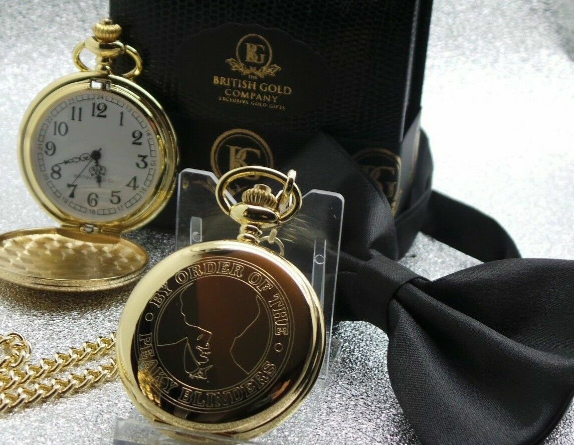 Peaky Blinders Gold Pocket Watch and Chain By Order of Birmingham