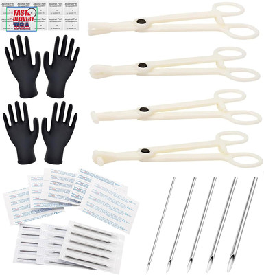 Piercing Kit - 43Pcs  Professional Piercing Kit Includes 25Pcs Mixed 12G 14G 16G
