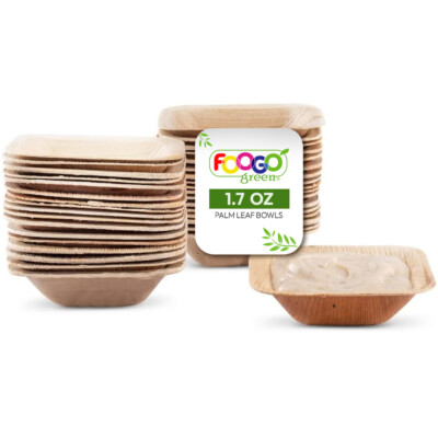 FOOGO Grün Einweg Palmenschalen Holz Bio Salatschüssel Umweltfreundlich Picknick 