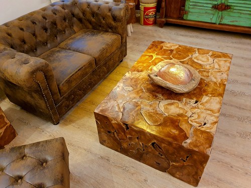 Teak Legno Tavolino 120x80 CM Soggiorno Tavolo Tabella Del Sofà Massello Mobile - Foto 5 di 5