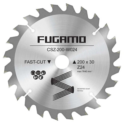 FUGAMO 4HM Kreissägeblatt Ø 200 x 30 / 25,4 / 20 / 16 mm 24 Zähne Sägeblatt für Holz