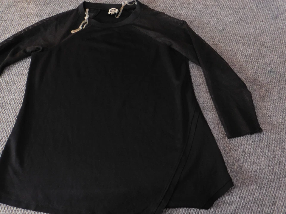 Blusa Anne Klein Mujer Mediana Negra Pullover Transparente Manga Mash Top Clásico Foto 2 de 4