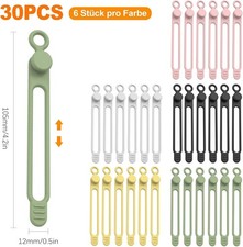30 Pcs Silicone Cable Ties - Reusable Cable Management Organizer, Elastic Cord B