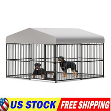 10x10 ft Dog Kennel Outdoor House Outdoor w/ Waterproof Cover Metal Poultry Cage