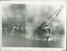 1937 Photo Budapest Hungary Fire-Fighting Unit Anti-Air Raid Drill Firemen 7X9