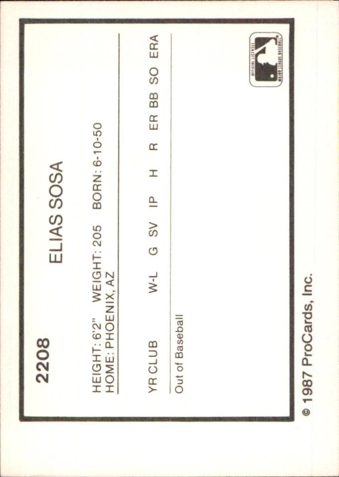 Elias Sosa 1987 ProCards #2208 RC San Jose Bees FREE SHIPPING AutographDen - Image 2 of 2