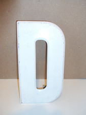Vintage Metal 7.5" Tall Marquee Letter D Chipped White Paint