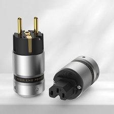 Gold Plated EU Schuko Power Plug IEC Connector for HiFi Mains Power Cable DIY