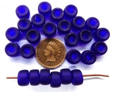 50 Vintage Trans Midnight Blue Matt Crow Trade Beads African  T2307   T Stock