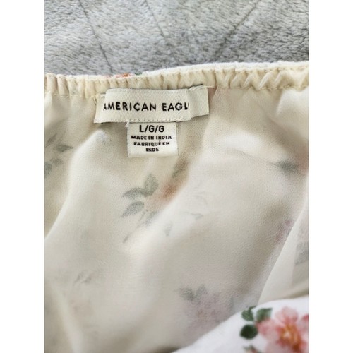 American Eagle Size Large Ditsy Floral Cottagecore Halter Sundress Open Back - Picture 5 of 12