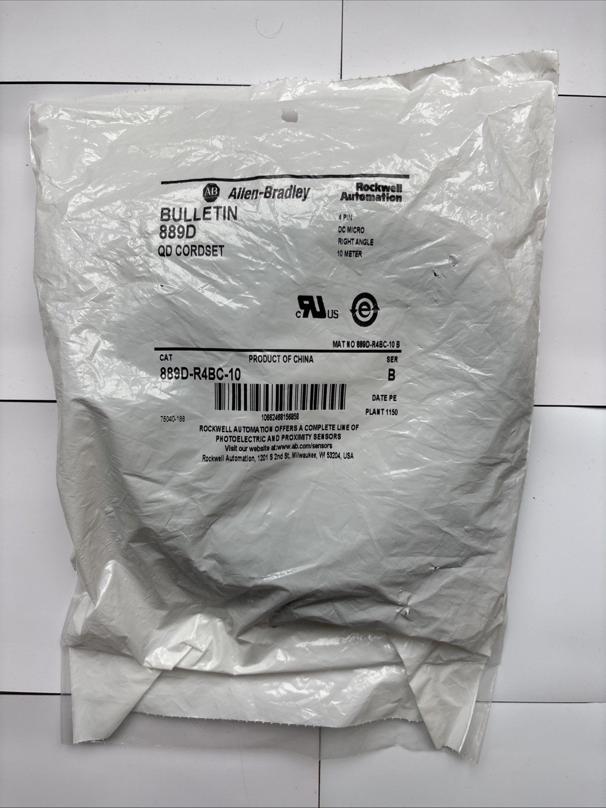 Allen Bradley Rockwell Automation QD Cordset 889D-R4BC-10