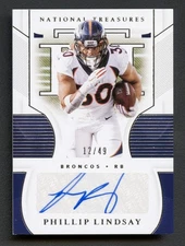 PHILLIP LINDSAY 2020 NATIONAL TREASURES DENVER BRONCOS AUTO AUTOGRAPH /49