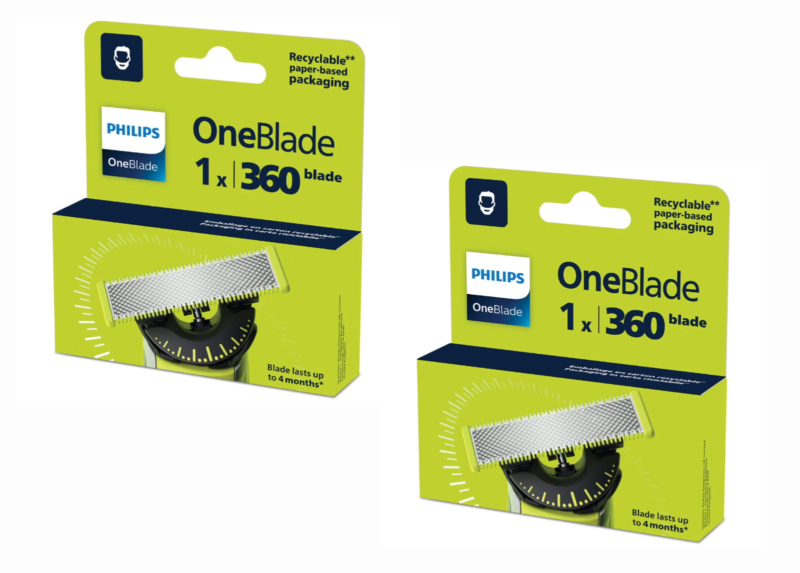 Philips OneBlade 1 x 360 Replacement Blade Single | QP410/50 | Pack of 2