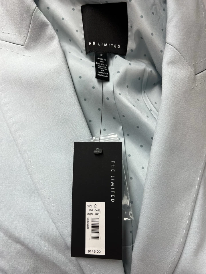 Chaqueta Blazer The Limited Nueva Con Etiquetas $148 Para Mujer 2 Como Nueva Aqua Elastizada de Un Botón Foto 2 de 4