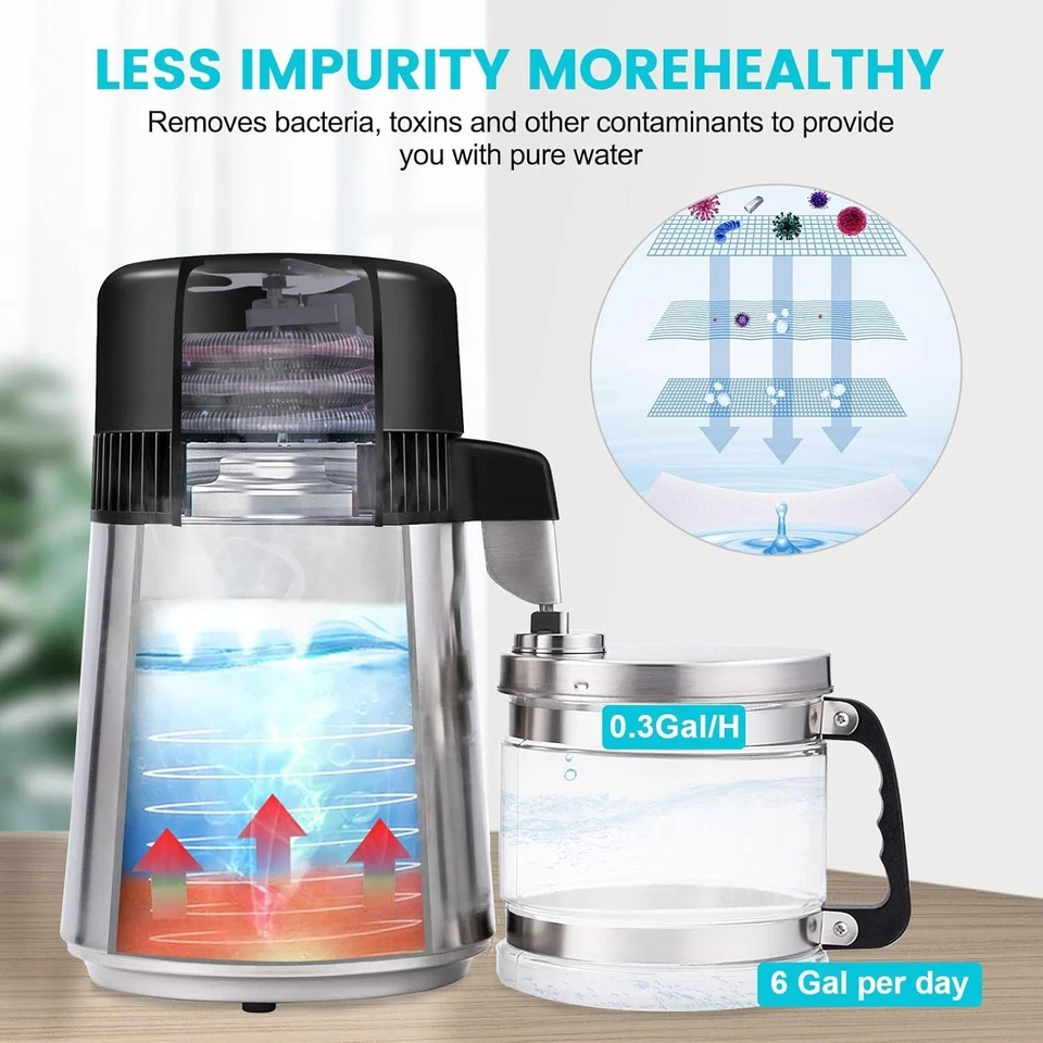 Compact 1 Gallon Stainless Steel Water Distiller - Automatic Shut-off & Fast ... - Image 4 of 4